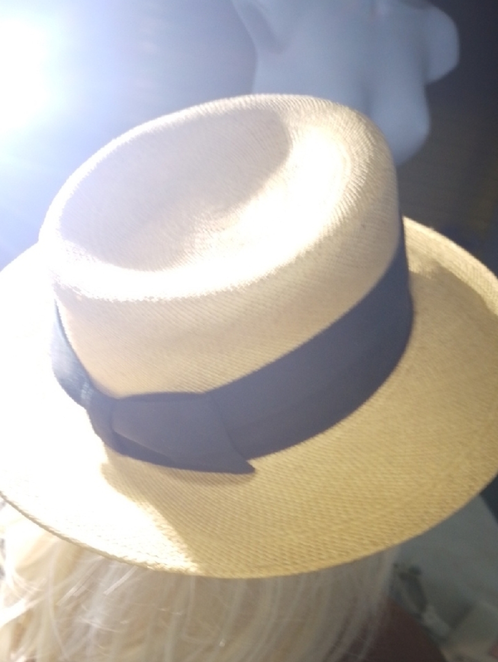 Straw Boater Hat with Black Band